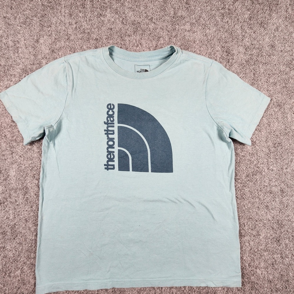 The North Face Womens Small Blue Graphic Logo Short Sleeve T-Shirt Cotton Tee